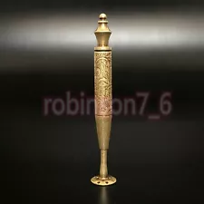 Antique 2 in 1 Carved Smoking Pipe Tamper Brass Pick Tool Tamp Vintage Tobacco