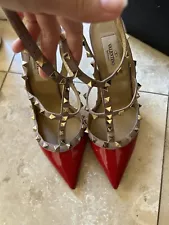 Valentino Rockstud 100mm Slingback High-Heel Pumps ,Red