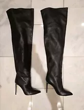 Paris Texas Black Thigh High Over The Knee Leather Boots Sz 10/40