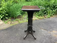 1880s Antique Victorian Black Ebonized & Gold Pedestal East Lake Plant Stand