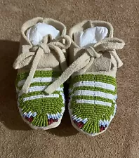 One Beautiful Pair Native American Lakota Sioux Beaded Baby Moccasins