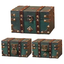 Large Treasure Chests Wooden Pirate Treasure Chests Retro Storage Box with Lock