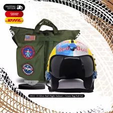 HGU-33 SILVER BULL FLIGHT HELMET + GREEN BAG FULL SET