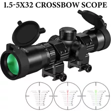 1.5-5x32 Crossbow Scope, Ballistic Reticle, 300-450 FPS, Illuminated Optic Scope