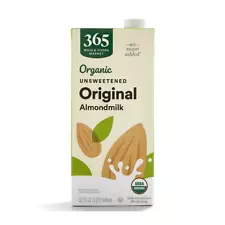 365 Whole Foods Market Organic Unsweetened Almond Milk, 32 Fl Oz; Free Shipping