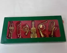 Vintage Christmas Orchestra Band Brass Horn Musical Instruments Ornaments