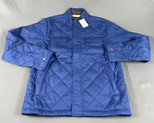 Peter Millar Jacket Crown Norfolk Quilted Bomber Medium Blue Polyester MSRP $248