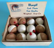 NOS 1 Doz 12 Vintage #W1 Natural Cork Ball Fishing Floats Bobbers USA NEW NIB