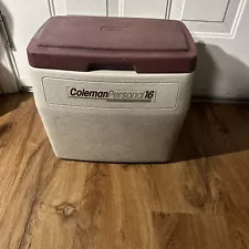 Coleman Personal 16qt Cooler Ice Chest Maroon And Tan Camping Hunting Fishing