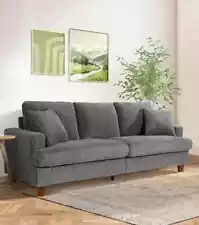 GRAY Comfy Corduroy Sofa 3 Seater Modern Couch Love Seat Settee Room Apartment