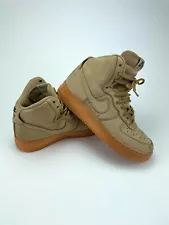 Size 7y Nike Air Force 1 Flax Wheat Brown High Trainer Sneakers 922066-203