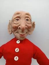 Vintage Creepy Funny Old Man Character Doll Long Johns Big Ears Bald