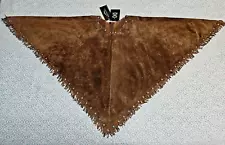 New 100% Leather Fringe Western Poncho Brown / Chocolate