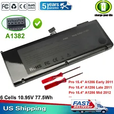 A1382 Battery For Apple MacBook Pro 15 inch A1286 Early 2011 Late 2011 Mid 2012