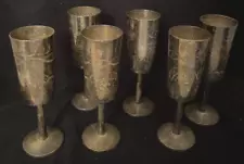 Six Vintage Etched Silverplate Goblets EPNS 3 oz