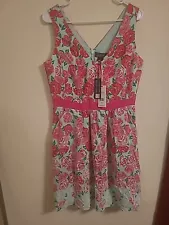 Vineyard Vines Kentucky Derby Silk Run For Roses Floral Dress Size 10 Sleeveless