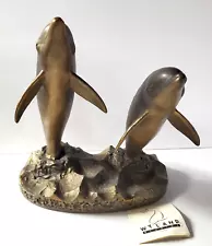 Wyland Austin Dolphin Revelry Sculpture 1999 Signed W Tag TINY REPAIR ON BASE