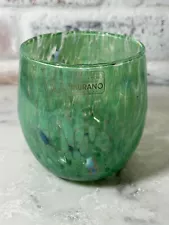 Italian Stemless Wine Drinking Glass Green Made In Italy “In The Technique Of”