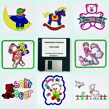 Cute Baby Embroidery Designs Disk For Husqvarna Viking Designer 1 Machine