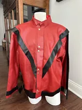 Michael Jackson Red Faux Leather Thriller Jacket Costume Jacket Rubie’s XL