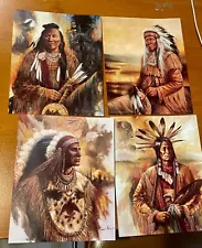 Vintage Native American Indian prints, set of 4, Mint