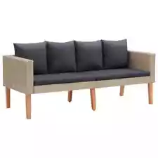 NEW 2-Seater Patio Sofa with Cushions Poly Rattan Beige