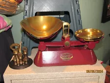 Vintage F. J. Thornton & Co. Ltd. The Viking RED Kitchen Scale with Weights.