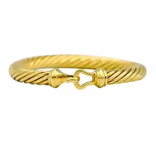 VINTAGE DESIGNER DAVID YURMAN CABLE HOOK BANGLE BRACELET 14K YELLOW GOLD SIGNED