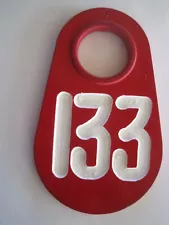 Red Plastic Cow Tag # 133