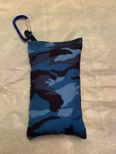 Chalky Bags for Disc Golf, Blue Camo, Grip Solution with carabiner.