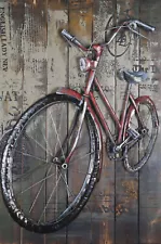 Best gift item Red rustic decor metal art sculpture metal bicycle wall for SALE