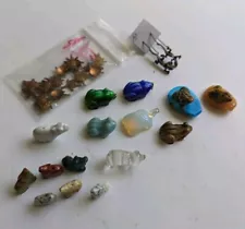 Lot of Natural Crystal Hand Carved Mini Animals Pendant Beads Misc. Items