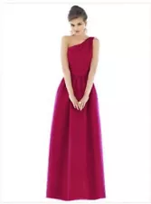 Alfred Sung 529...Full Length, One shoulder Dress...Sangria....Size 6...NWT