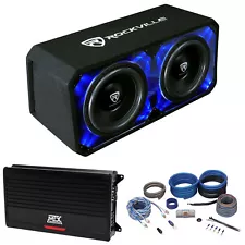 MTX THUNDER1000.1 1000w RMS Mono Amplifier+Dual 12" Car Subwoofers+Plexi Sub Box