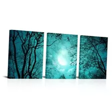 Teal Nature Landscape Forest Canvas Wall Art Teal Pictures Bedroom Decor