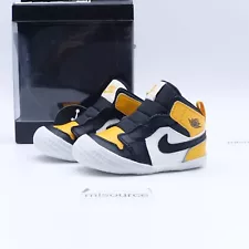 Size 4 Toddler Kid's Jordan 1 Crib Bootie Retro Hi OG Hook and Loop Sneaker Taxi