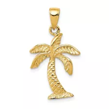 10k Yellow Gold Palm Tree Pendant Gift for Women