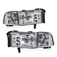 Clear Corner Signal Lamps Chrome Headlights For 94-2002 Dodge Ram 1500 2500 3500 (For: 1999 Dodge Ram 1500)