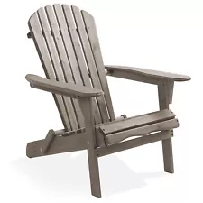 OPEN BOX - Folding Adirondack Chair, Solid Cedar Wood Outdoor Seating - Gray