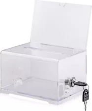 POLMART Clear Suggestion Box Ballot Box Multi-function Donation Box with Lock