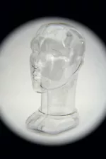 Unisex Head Form Mannequin Display.  Rigid Clear Plastic. Modern Design.