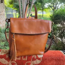 Patricia Nash Luzille Convertible Backpack Crossbody Handbag Tan Leather