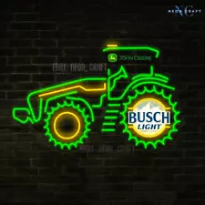 25" x 16" John Deere Farm Tractor Busch Light Tractor Sign LED Neon Lamp Dimmer