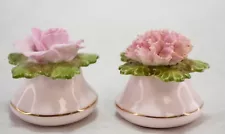 Denton Pink Rose Carnation Flower Salt and Pepper Shakers