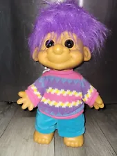 Vintage Large Russ Troll Doll Giant Large Purple Hair Original Outfit