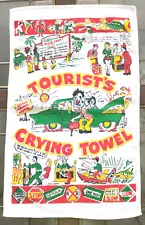 Vtg 50's Tourist's Souvenir Crying Towel 25" x 16" With Bright Colors & Graphics