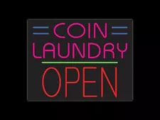 Coin Laundry Neon Sign for Retail Displays | LED Flex Neon | 31"W x 24"H x 1"D