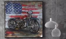 3D Metal Wall Art with Retro Motobike for Home Decorative Rust Proof Sale Gift