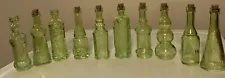 DECORATIVE LITTLE GREEN GLASS BOTTLES 10 ~ HOME DECOR ~ EACH BOTTLE UNIQUE