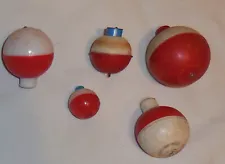 New Listing5 lot different Size Red and White Fishing Bobbers